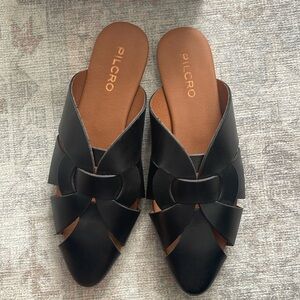 Anthropologie Pilcro Mules, Black “Twisted Leather”